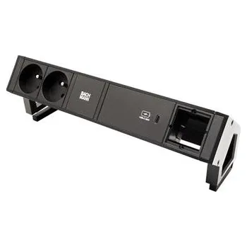 BACHMANN Systém DESK 2, 2x zásuvka CZ, 1x zdroj 60W (USB C) + 1x volné, černý - 902.985