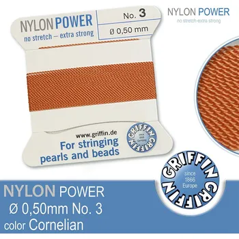 Nit NYLON Power velmi pevná nit GRIFFIN síla nitě 0,50mm Barva Cornelian
