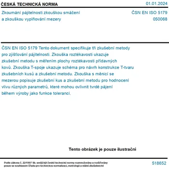 ČSN EN ISO 5179 - Zkoumání pájitelnosti zkouškou smáčení a zkouškou vyplňování mezery - Tisk