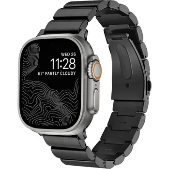 Ostatní příslušenství k chytrým hodinkám eses Titanový článkovitý řemínek pro Apple Watch - Černý 42mm, 44mm, 45mm, 49mm
