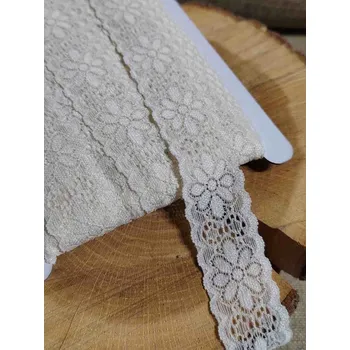 Krajka Elastická krajka šíře 30 mm béžová světlá