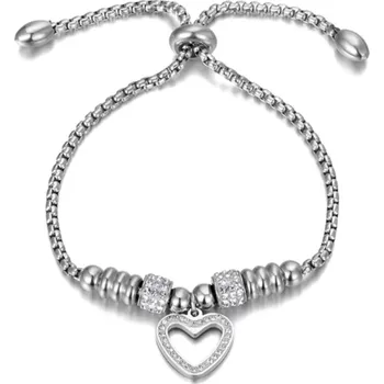 Náramek B-TOP Náramek z titanové oceli s přívěskem srdce Love Heart