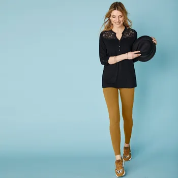 Dámské legíny Sada 2 legín s pružným pasem šafránová/černá 50