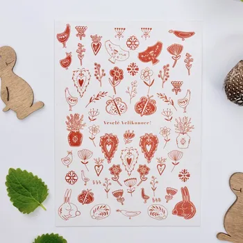 Pohled Veselé Velikonoce červený