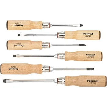 Šroubovák Sada šroubováků dřevěná rukojeť, PH 6 ks. FORMAT