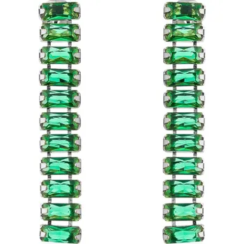 Náušnice franco bene Stříbrné podlouhlé Crystal náušnice - zelené | 1466