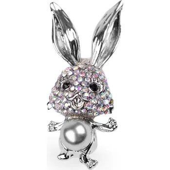 Brož Brož s broušenými kamínky králík, pes, barva 2 crystal AB králík