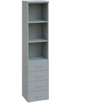 Policová skříň ENP 5 - 44ZN kancelářská skříň, 4-zásuvková/nika, 1800x400x400, šedá