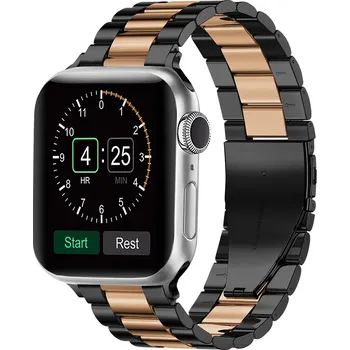 Řemínek na hodinky AW Kovový BR řemínek pro Apple Watch - Černý-Rose Gold Šířka uchycení řemínku: 38/40/41/42mm, Barva: Černý-Rose Gold IR-AWGW-0128