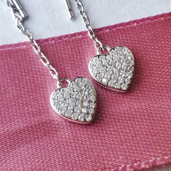 Náušnice Prstýnkárna FIONA provlékací stříbrné náušnice srdíčka, zirkony, rhodiované AG 925 ≤ 2,0 g