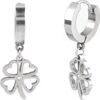 Náramek Náušnice z nerezové oceli srdce, čtyřlístek, hory, malé, 3 stříbrná čtyřlístek