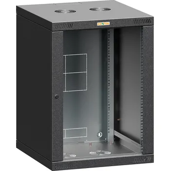 Racková skříň RQN-12-60/45-H Nástěnný rozvaděč, 19", v. 12U (640mm), h. 450mm, š. 572mm, černý