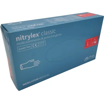 Vyšetřovací rukavice Mercator Medical Jednorázové rukavice nitrilové nepudrované NITRYLEX Classic - 100 ks L