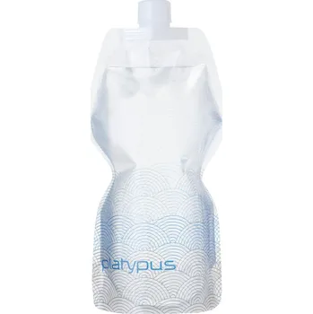 Kempingové nádobí Platypus SOFTBOTTLE 1,0L Waves Closure láhev průhledná modré vlny