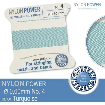 Nit NYLON Power velmi pevná nit GRIFFIN síla nitě 0,60mm barva Turquoise