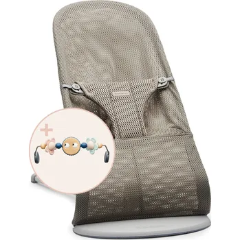 BabyBjörn Lehátko Bouncer Bliss Grey beige Mesh s hračkou Googly Eyes Pastel