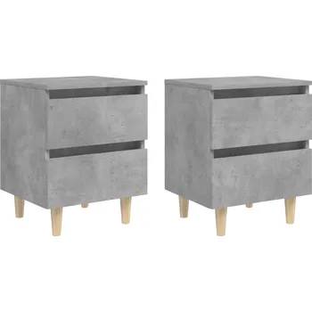 Noční stolek ZBXL Noční stolky s nohami z borovice 2 ks betonově šedé 40x35x50 cm