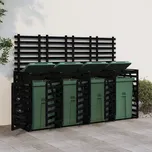 ZBXL Úložný box na čtyři popelnice černý masivní borové dřevo