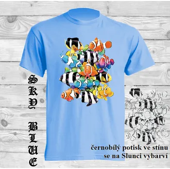 panske-bavlnene-tricko-uv-potisk-rybicky Barva: Sky blue - nebesky modrá, velikost: 5XL