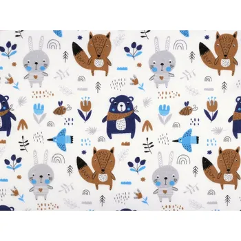 Bavlněný flanel zvířátka - 2 (334) modrá tmavá