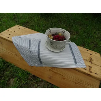 prostírání Prostírání šedé kostičky a proužky s šedou krajkou 4ks 40x30cm