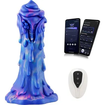 Vibrátor HiSmith WDA030-M Wildolo Designer Series Silicone Dildo Vibrator with App 21.5cm Blue