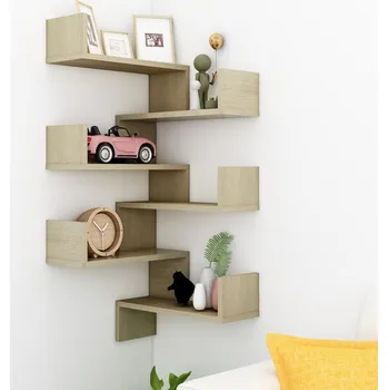 police ZBXL Nástěnné rohové police 2 ks dub sonoma 40x40x50 cm dřevotříska