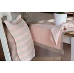 Lněný běhoun Peach Nougat s krajkou