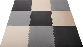 Pěnová puzzle podložka 180 x 180 cm 9 dílků šedá/krémová/grafitová