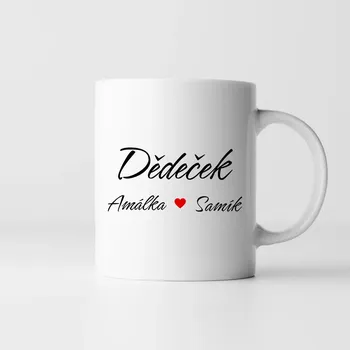 Žertovný předmět Dědeček + jména vnoučat - hrnek s potiskem - personalizovaný produkt