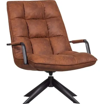 Křeslo WOOOD Hnědé koženkové otočné křeslo s područkami Sharp