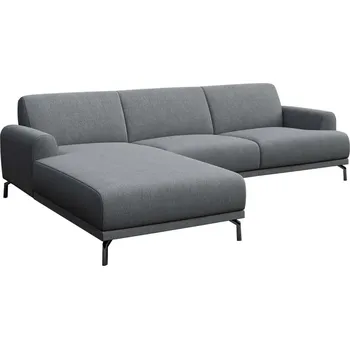 Pohovka Světle šedá rohová látková pohovka MESONICA Puzo 240 cm, levá s černou podnoží