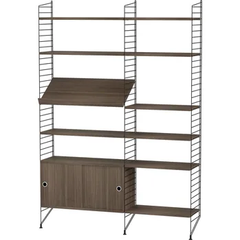 Knihovna STRING Policová sestava STRING Living room H, knihovna s úložným prostorem, černá / ořech