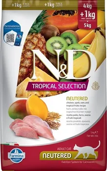 Krmivo pro kočku N&D Tropical Selection Cat Neutered Chicken&Tropical Fruits 4+1 kg