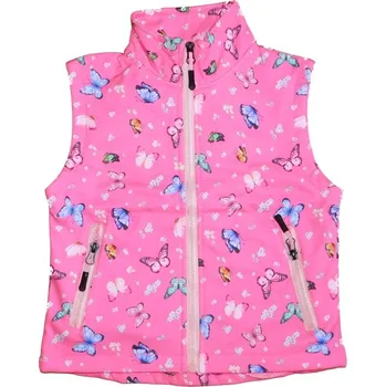 Dívčí softshellová vesta s fleecem Kugo HB8629, růžová (dívčí softshellová vesta s motýly)
