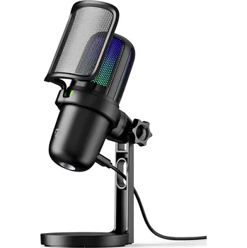 Mikrofon Nedis GSMIC210BK herní mikrofon s RGB osvětlením, vypínač, POP filtr, USB