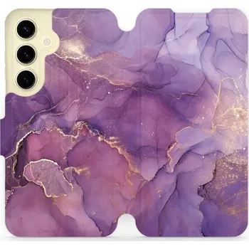 Pouzdro na mobilní telefon Flipové pouzdro Mobiwear - Samsung Galaxy S24 - VP20S Fialový mramor (Knížkové flip pouzdro, obal, kryt na mobil Samsung Galaxy S24 - VP20S Fialový mramor, materiál Umělá kůže + TPU - ochrana 360°, stojánek, silikonová vanička, magnetické zavírání)