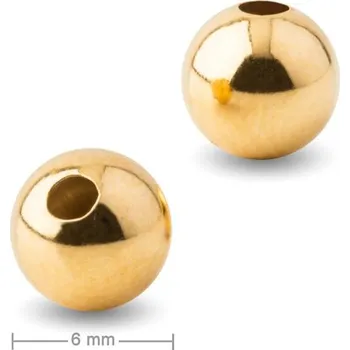 Přívěsek Stříbrný korálek 6 mm pozlacený 24K zlatem