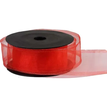 Stuha Stuha Organza 4 cm x 10 m -červeno-oranžová