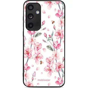 Pouzdro na mobilní telefon Lesklý kryt Mobiwear Glossy - Samsung Galaxy A35 5G - G033G - Růžové květy (Prémiové lesklé pouzdro, obal, kryt Mobiwear Glossy na mobil Samsung Galaxy A35 5G - G033G - Růžové květy, materiál Plast + TPU silikon - krytí po všech stranách, neošoupatelný)