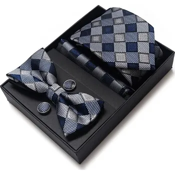 Kravata Set Slig Kravata | Motýlek | Manžetové knoflíčky | Kapesníček Šedá