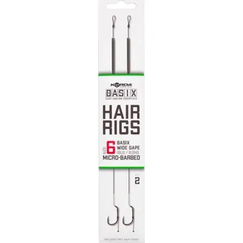 Rybářský háček Korda Hotový návazec Basix Hair Rigs Wide Gape vel. 6 18lb