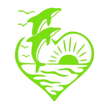 Samolepící dekorace SAMOLEPKA Delfíni 002 pravá západ slunce (04 - zelená kawasaki) NA AUTO, NÁLEPKA, FÓLIE, POLEP, TUNING, VLASTNÍ TEXT, TISK, AUTOSAMOLEPKY.cz, POLEPY, OBRÁZEK, LOGO, SAMOLEPKY