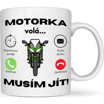 Hrneček - Motorka volá, musím jít. 330 ml bílá/valentýn