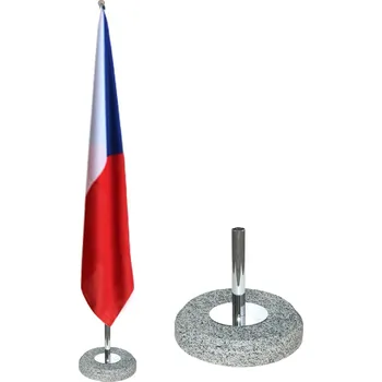 Vlajka Světlý žulový stojan se stříbrnou žerdí Alerion