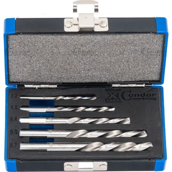 Příslušenství k vrtačce Condor vrtáky spirálové broušené HSS-Co.5%, levotočivé, průměr 3,2 - 4,8 - 6,4 - 8,0 - 8,7 mm, sada 5 dílů - 100-08137