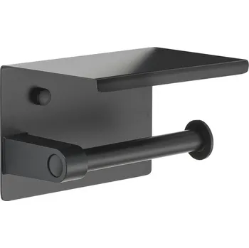 Sada koupelnových doplňků GEDY Držák toaletního papíru s poličkou, černá matná 283914