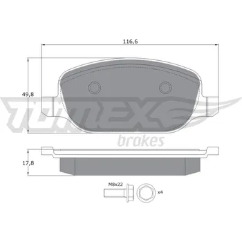 Brzdová destička Sada brzdových destiček, kotoučová brzda TOMEX Brakes TX 17-70