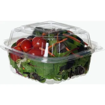 Jednorázové nádobí Miska hranatá BIO plastová transparentní vč.víčka 15x15x7,5cm/80ks
