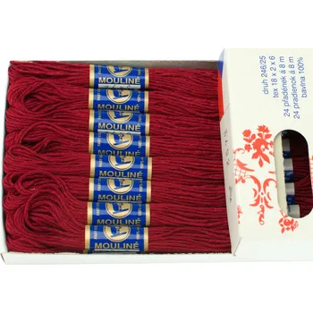 Příze Snový svět 3492 - Bavlněná vyšívací příze Mouline tmavě vínová